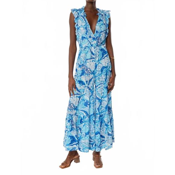 POUPETTE ST BARTH Dresses & Skirts - NEW POUPETTE ST BARTH women's long jumpsuit in blue tiger lily